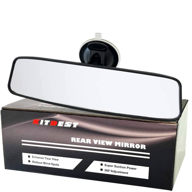 KITBEST Rückspiegel Fahrlehrer Prüfer Spiegel Autoinnenspiegel Weitwinkelverstellbar mit Saugnapf für Auto SUV Trucks 240 X 64mm von Kitbest
