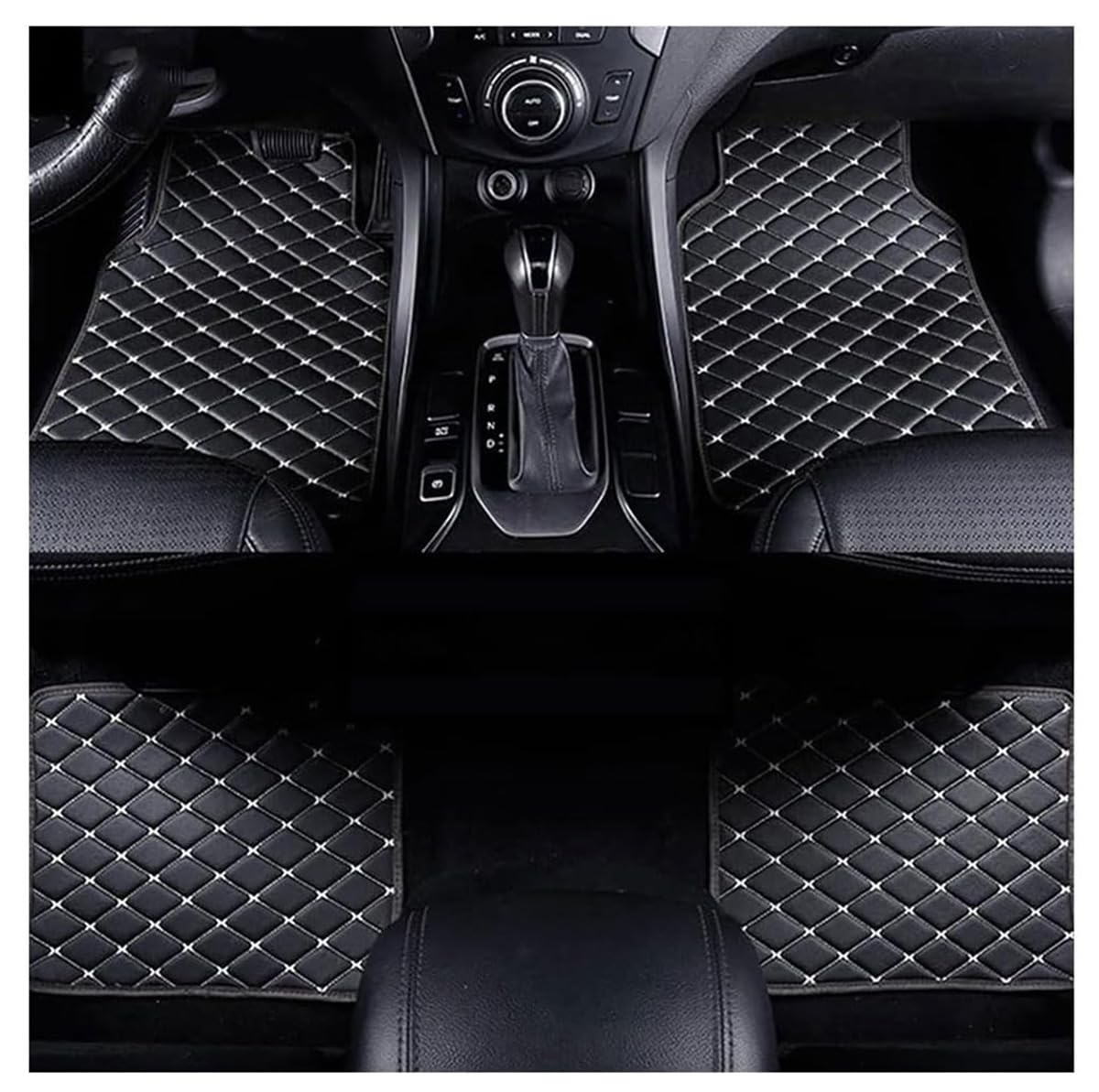 Leder Auto Fußmatten für Toyota C-HR CHR Hybrid/C-HR EV C-EV/electric/2020-present, 4Stück Custom Teppich Set Wasserdicht Tragen Zubehör,A/Black-Beige von KIUYNHMSI