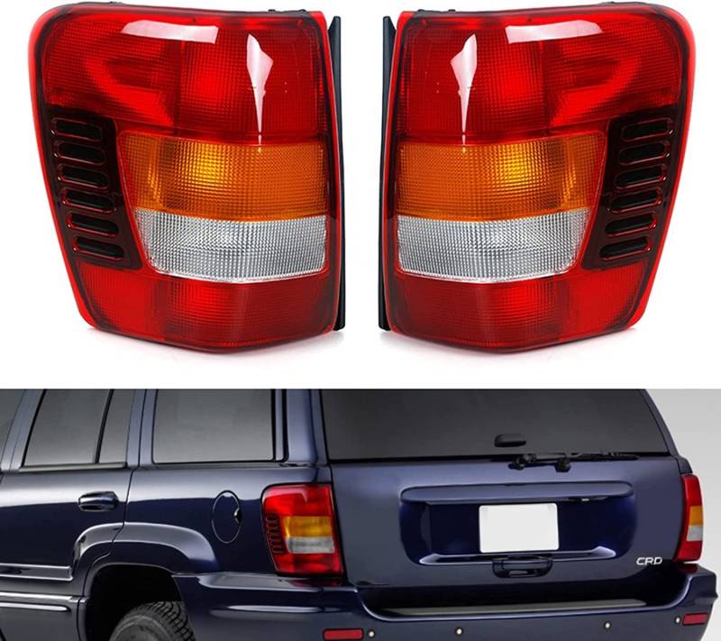 KJGE Auto Rücklicht-Komplettsets Heckleuchte Rückleuchte Für Jeep Grand Cherokee 2001 2002 2003 2004 2005 | Heckklappe Heckleuchte Bremslicht Ersatz von KJGE