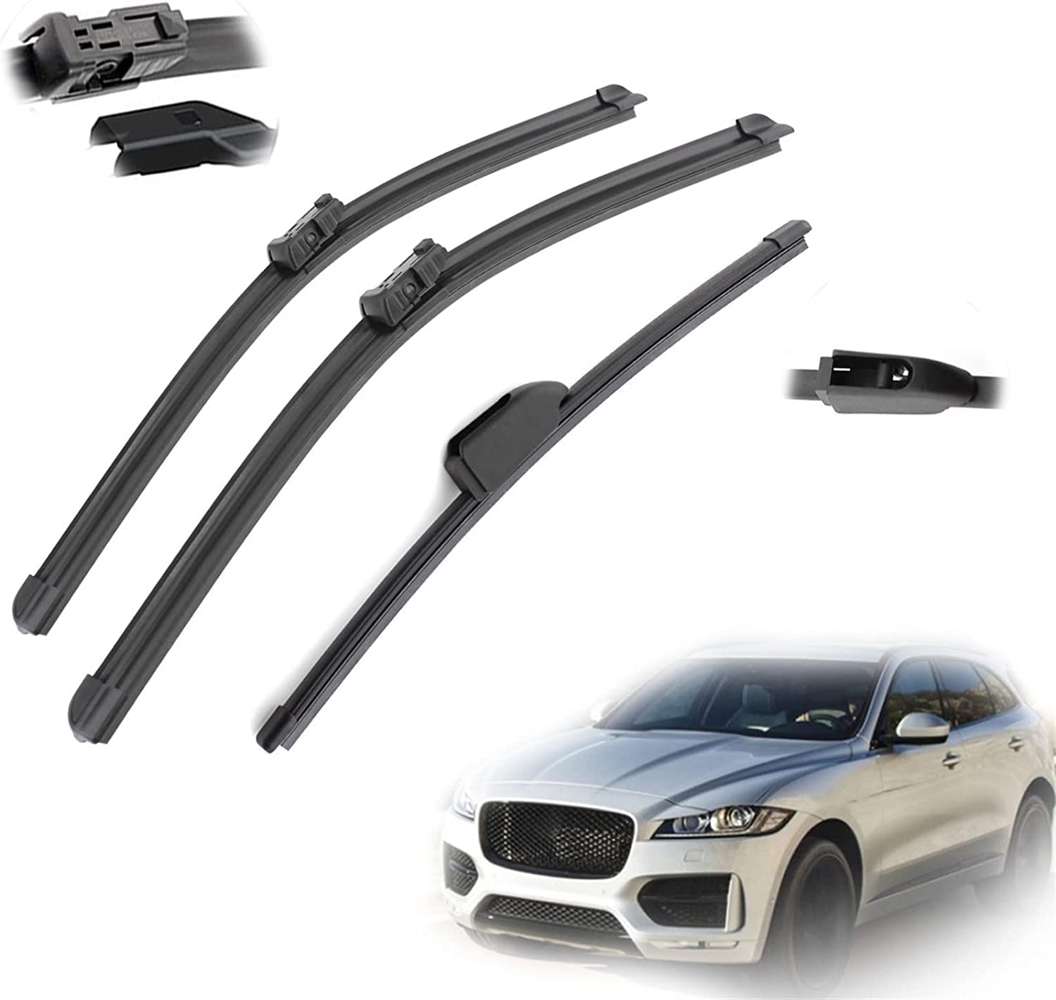 Scheibenwischer für Jaguar F-Pace 2017 2018 2019 2020 26"+ 19" + 13", Scheibenwischer Vorne Und Hinten Wischerblätter Set Teile Ersatzwischblätter von KKAIRA