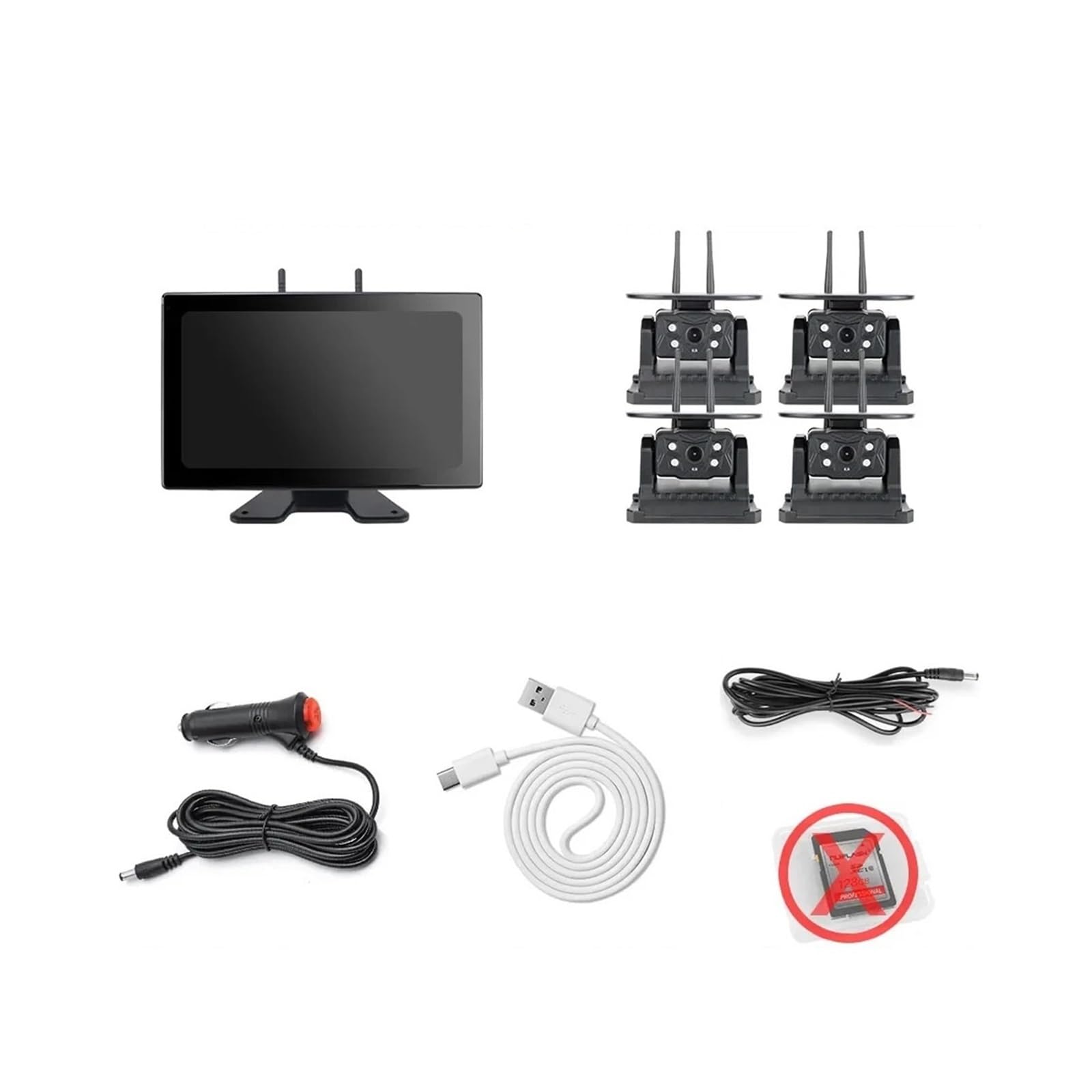 10,1 Zoll Wireless Auto DVR Recorder Monitor 4 Kanal Solarenergie Magnetkamera für Wohnmobil LKW Anhängerkupplung Anhänger Bus(Monitor Add 4 Camera) von KKGHYYMG