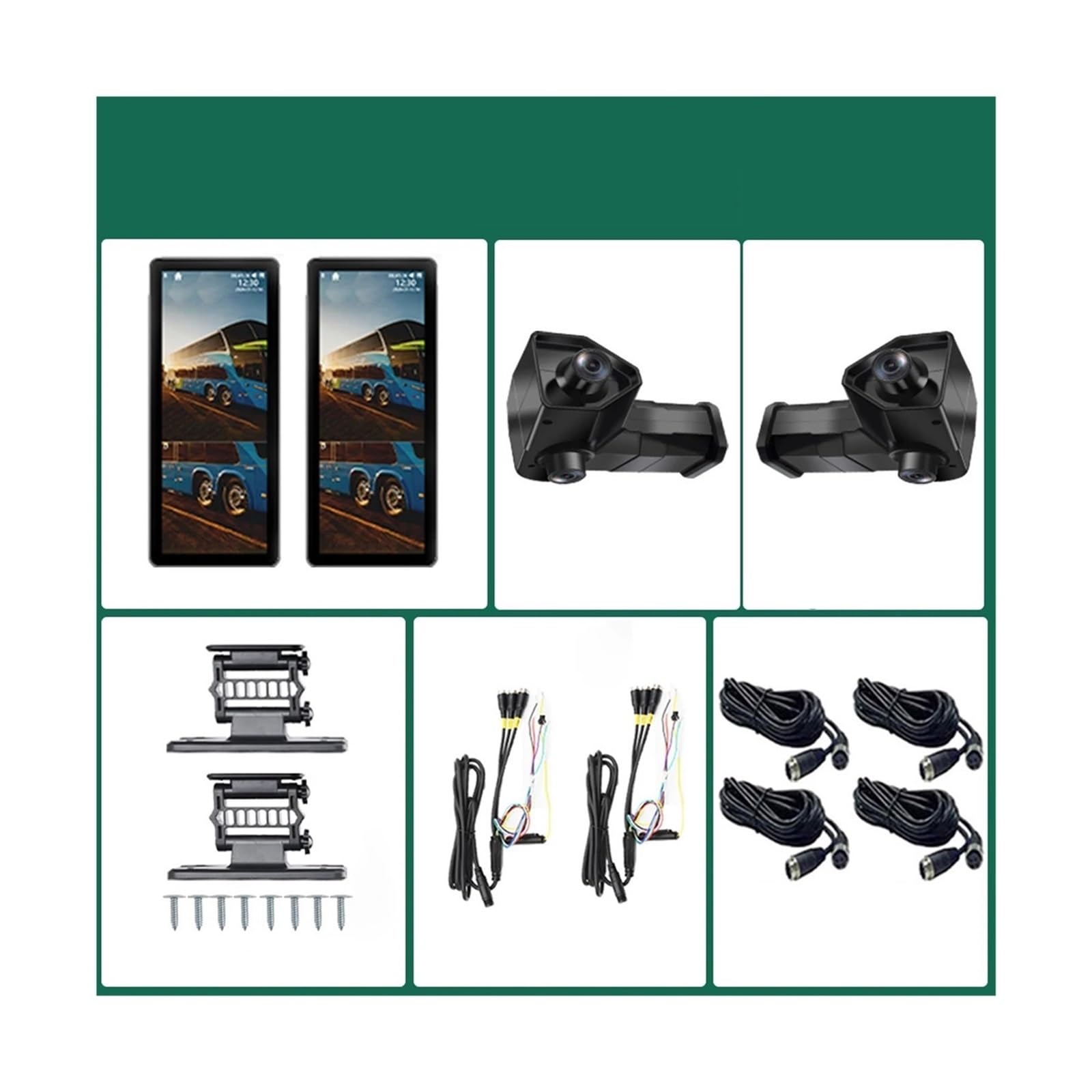 12,3 Zoll Toter-Winkel-Kamera-Monitorsystem Elektronischer Rückspiegel Seitenansicht Rückspiegel DVR Bus Truck Virtueller Rückspiegel(Left and Right Set) von KKGHYYMG