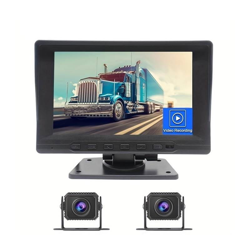 AHD-Rückfahrkamera, 7-Zoll-Dual-Split-Screen-Monitor, wasserdichte Rückfahrkamera nach IP67 unterstützt Nachtsicht-SD-Karte(None) von KKGHYYMG