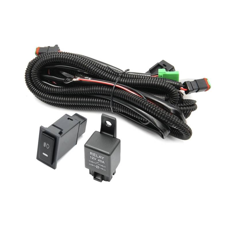 Kompatibel Für Toyota Camry Corolla Hilux Land Cruiser 4Runner90 LED-Nebelscheinwerfer-Kabelbaum-Kabelstecker/40A-Relaisschalter von KKGHYYMG