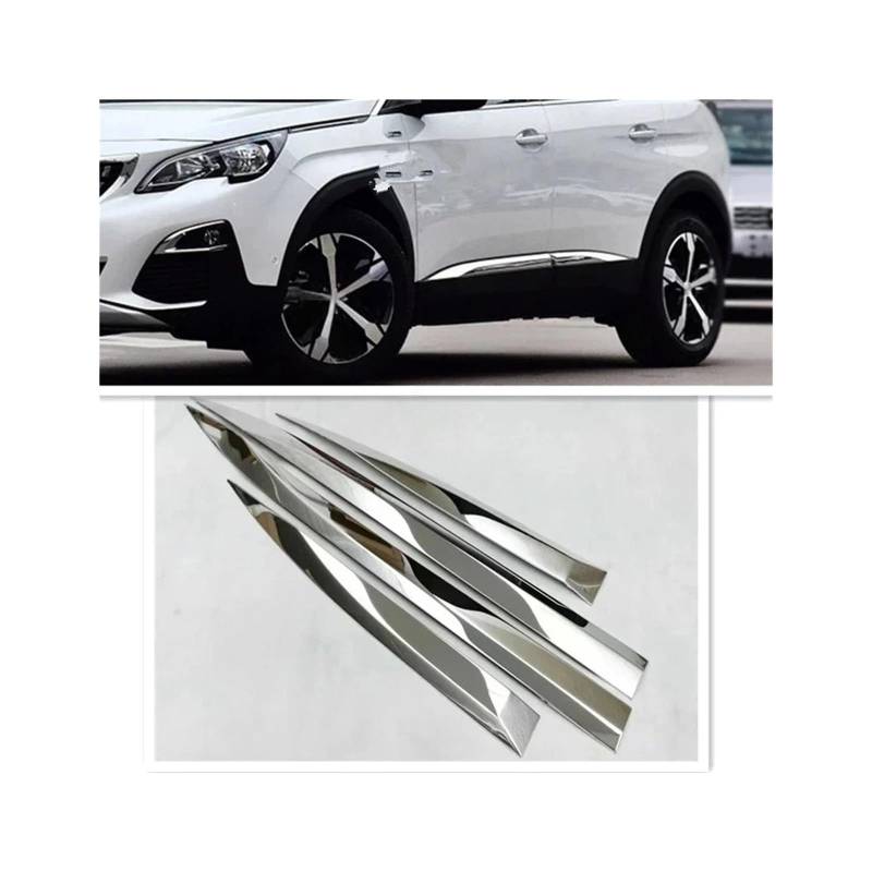 Kompatibel für Peugeot 3008 3008 GT Auto-Styling-Detektor Edelstahl Chrom Seitentür Karosserieabdeckung Zierstäbe Streifen Formteil 2017-2021 von KKGHYYMG