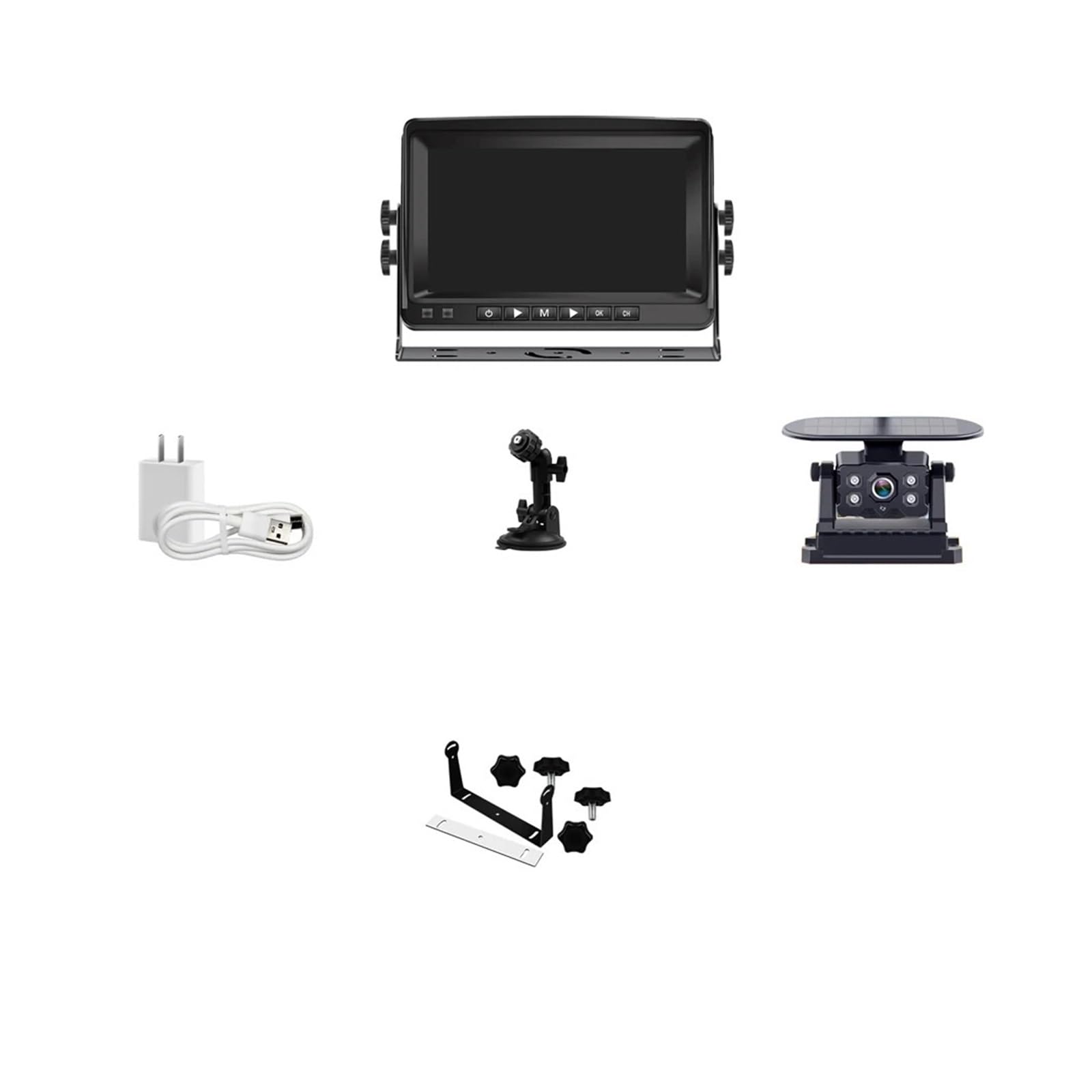 Magnetische kabellose Rückfahrkamera mit 7 Zoll 2-Kanal HD 1080P DVR-Monitor, 9600 mAh Solar-Rückfahrkamera für Anhängerkupplungen(1CAM,NONE) von KKGHYYMG