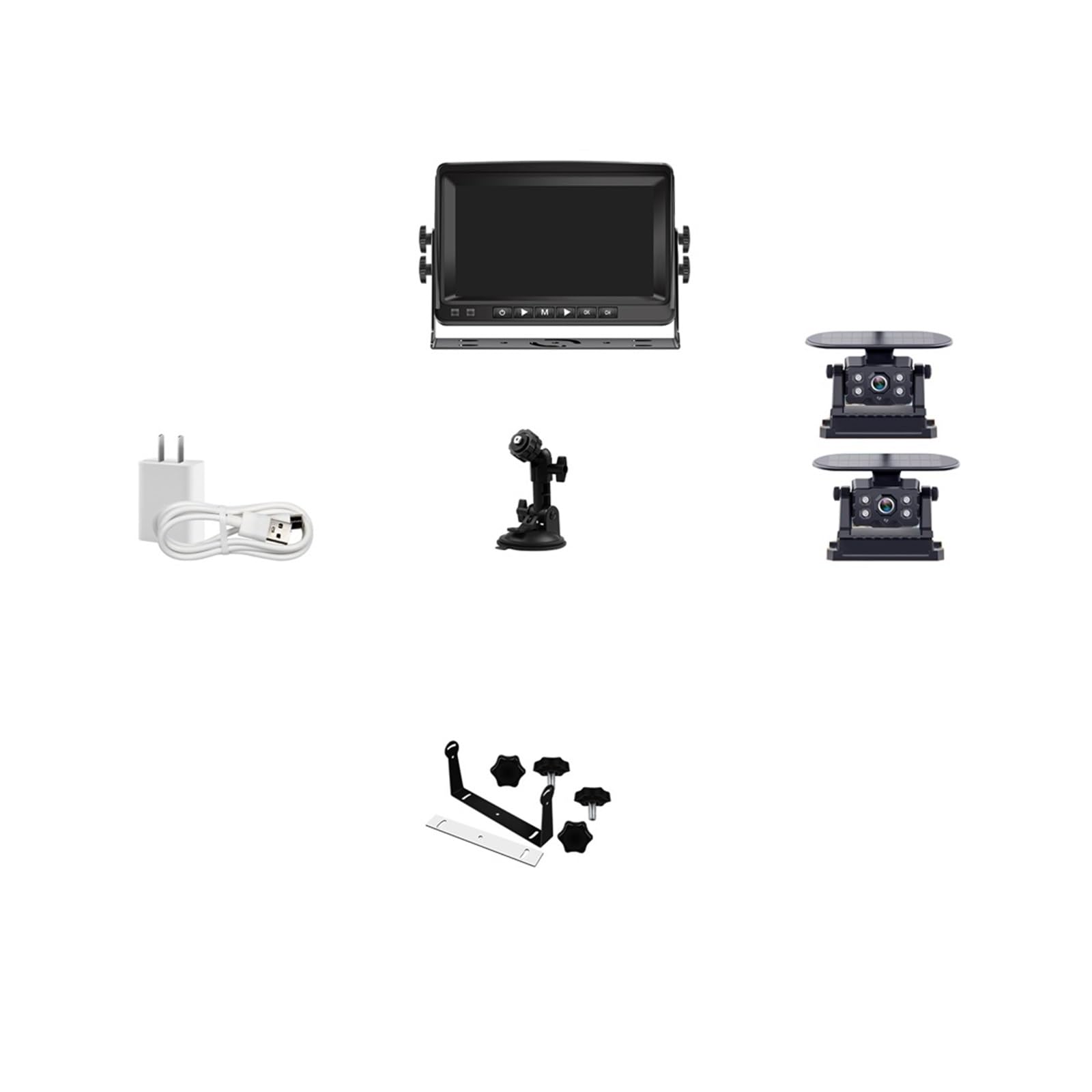 Magnetische kabellose Rückfahrkamera mit 7 Zoll 2-Kanal HD 1080P DVR-Monitor, 9600 mAh Solar-Rückfahrkamera für Anhängerkupplungen(2CAM,NONE) von KKGHYYMG