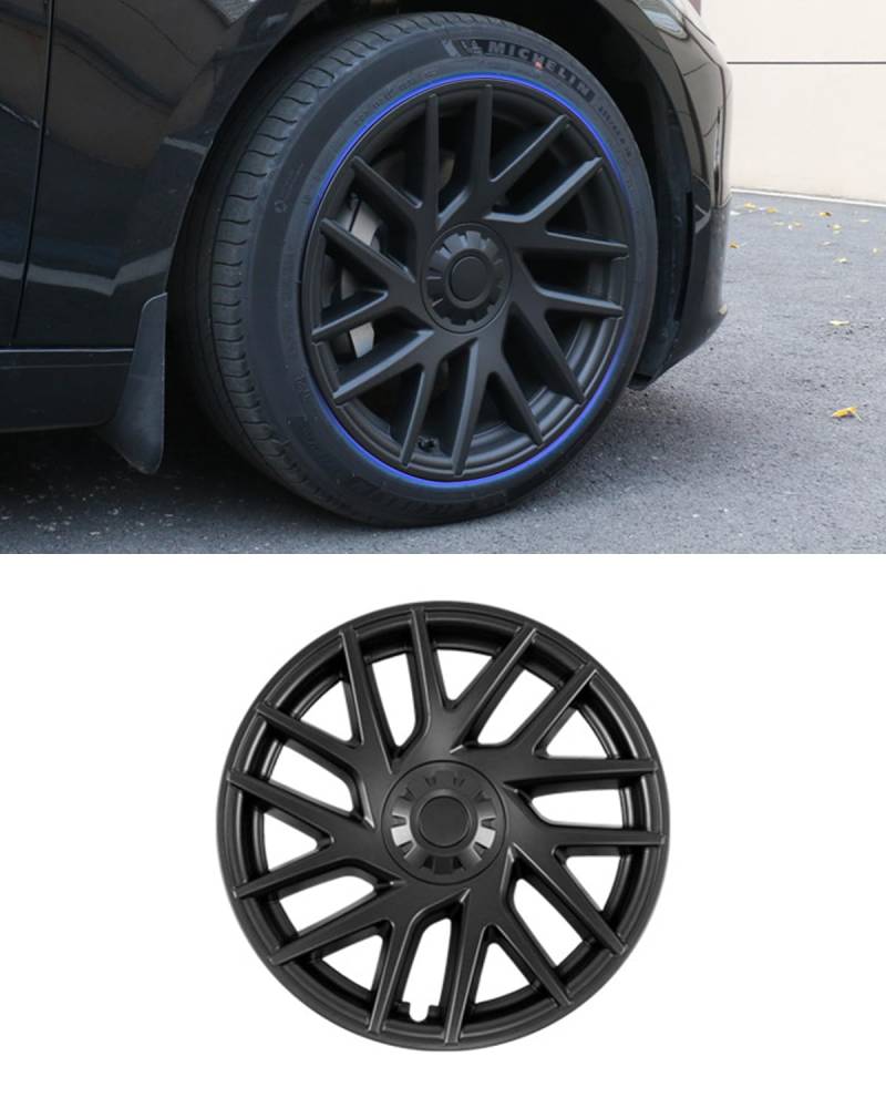 KKTR-CAR 18-Zoll-Radabdeckungen für 2024/2025 Tesla Model 3 Highland, Grau und Schwarz Matt (ABS Plastic), Schnapp, Radabdeckung von KKTR-CAR