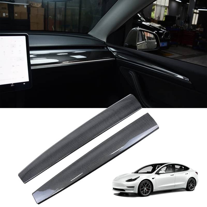 KKTR-CAR Armaturenbrett-Abdeckung, kompatibel mit Tesla Modell Y/3–2 Stück (schwarz glänzende Armaturenbrettabdeckung) von KKTR-CAR