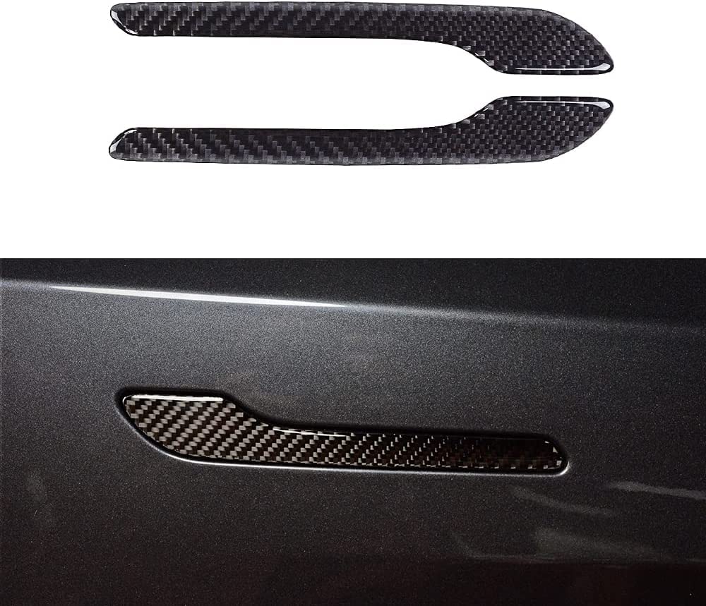 KKTR-CAR Echte Kohlefaser Türgriff Abdeckung für Tesla Model 3&Y 2017-2022, 4PCS aus Türgriff Oberflächen Dekoration Zubehör (Glänzende Kohlefaser) von KKTR-CAR