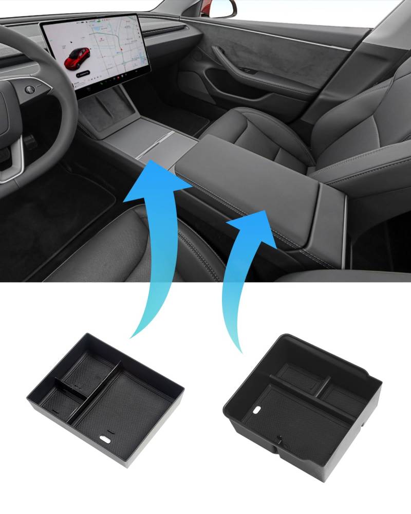 KKTR-CAR für Tesla 2024 2025 Model 3 Highland Armlehne Aufbewahrungsbox Organizer Center Console Tray Tesla Interieur Zubehör für 2024 2025Model 3 Highland (Center Storage Box) von KKTR-CAR