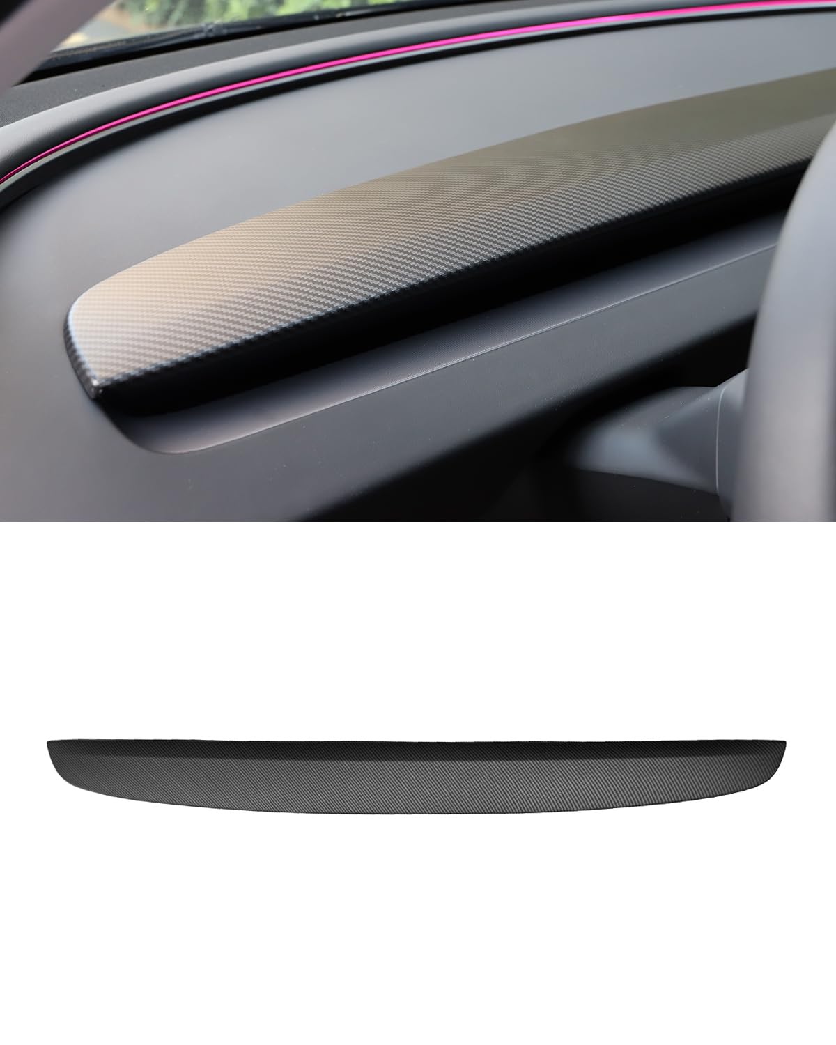 KKTR-CAR für Tesla Model 3 2024 Dash Wrap Armaturenbrett-Zubehör, Mattes Carbonfaser-Innenverkleidungsset für 2024 Model 3 von KKTR-CAR