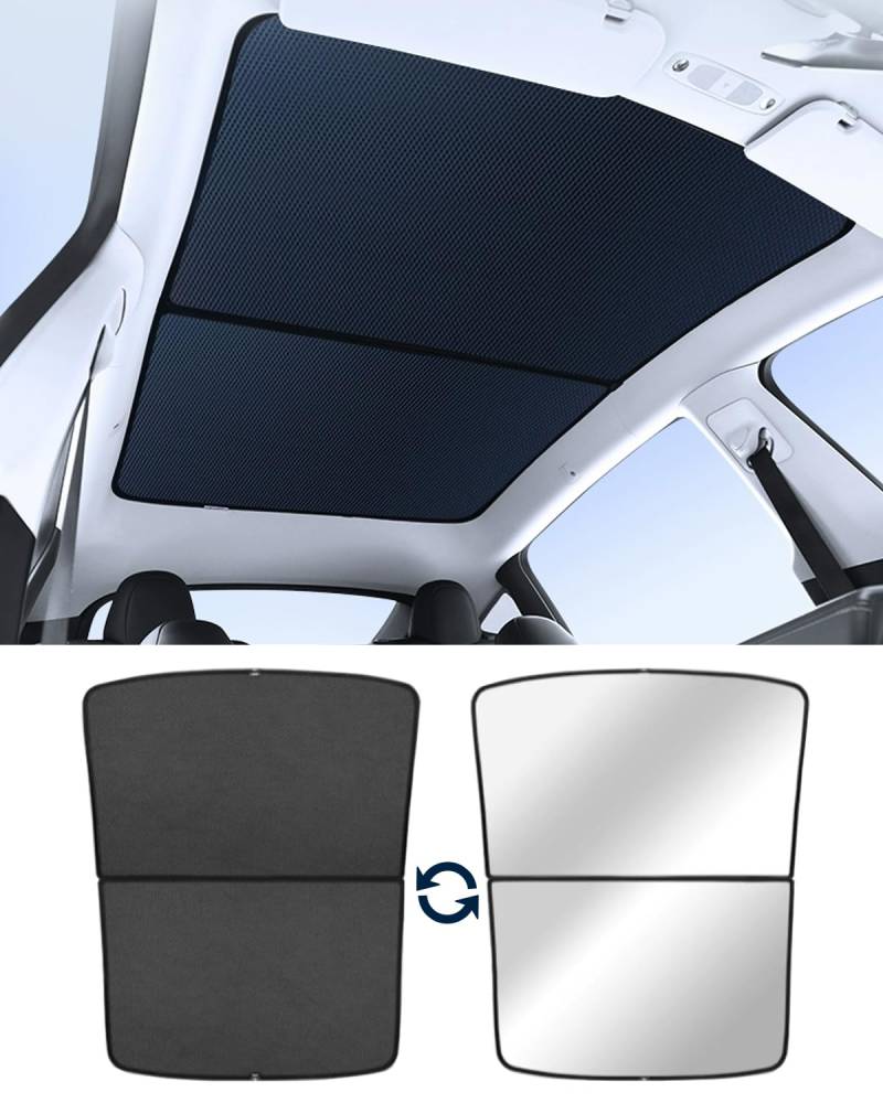 KKTR-CAR für Tesla Model Y Sonnenblende Glasdach Zubehör Dach hinten Sonnenblende Kompatibel für Tesla Model Y 2023 2022 2021 (Model Y-eisenhaltig) von KKTR-CAR