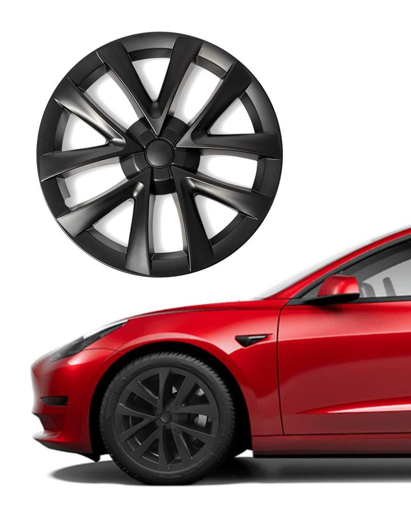 Radkappen 18 Zoll Tesla Model 3 2017-2023, 4 Ersatzteile Kompatibel Mit Tesla Model 3 (18in Model 3- Style 3) von KKTR-CAR