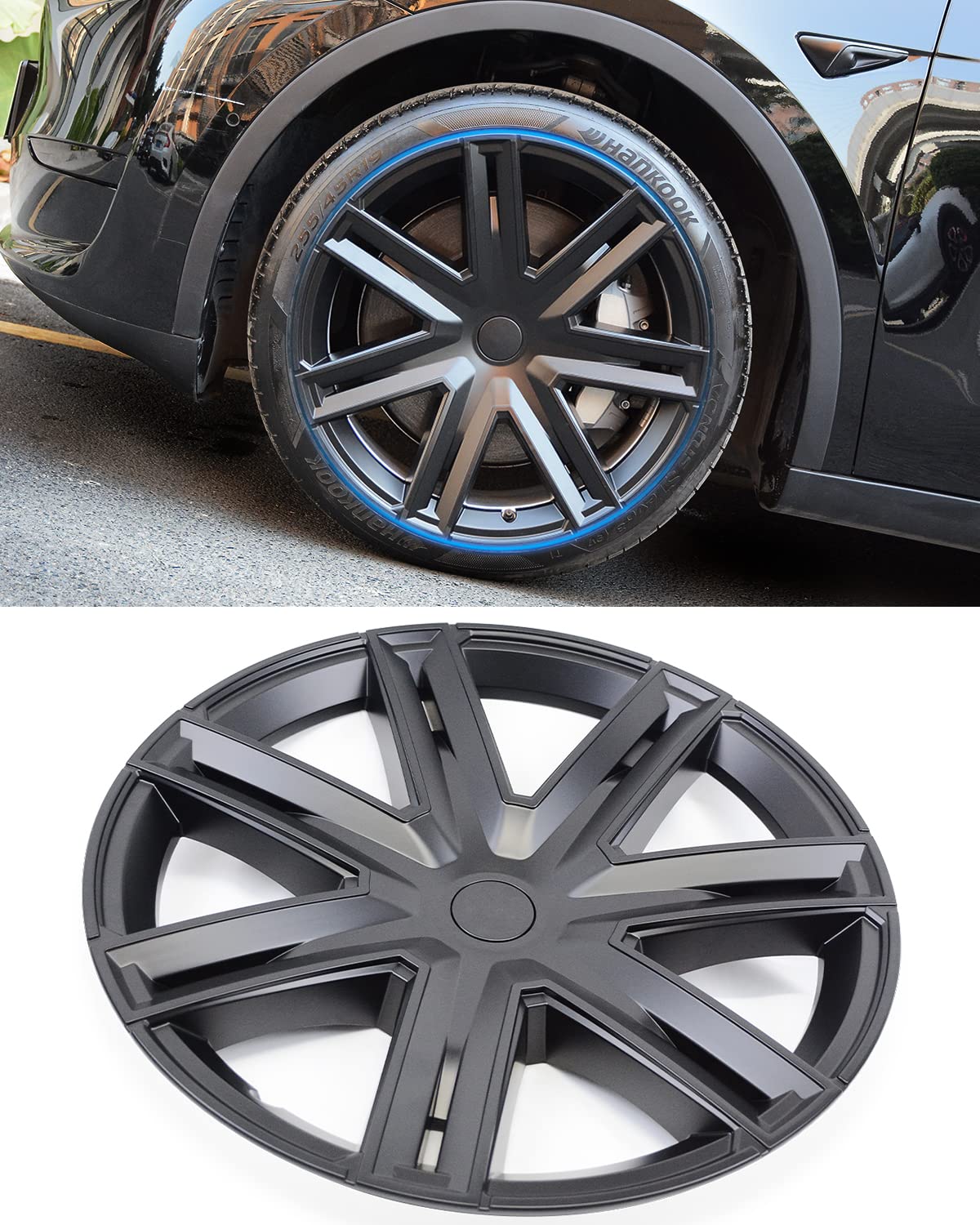 Radkappen 19 Zoll Tesla Model Y, 4 Ersatzteile Kompatibel Mit Tesla Model Y (19in Model Y- Style 1) von KKTR-CAR