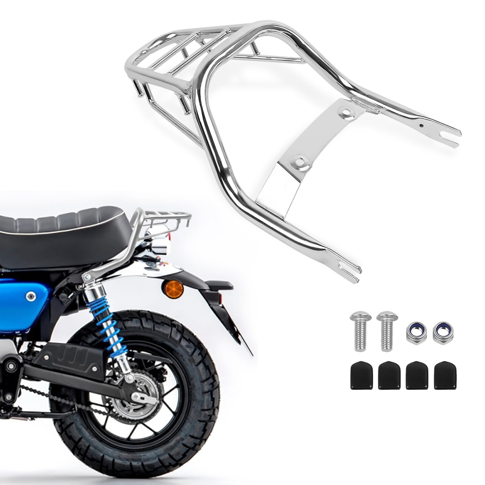 Für Honda Monkey 125 2018–2023 Heckgepäckträger (Chrom) von KKZOL