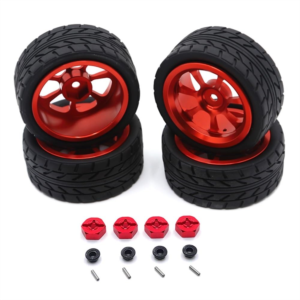 Geeignet für 1:12 1:14 1:18 RC Autozubehör 124016 124017 124018 124019 144001 A959 und andere Metall-Upgrade-Räder (Rosso) von KLAPR