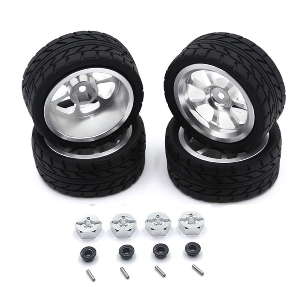 Geeignet für 1:12 1:14 1:18 RC Autozubehör 124016 124017 124018 124019 144001 A959 und andere Metall-Upgrade-Räder (Silber) von KLAPR