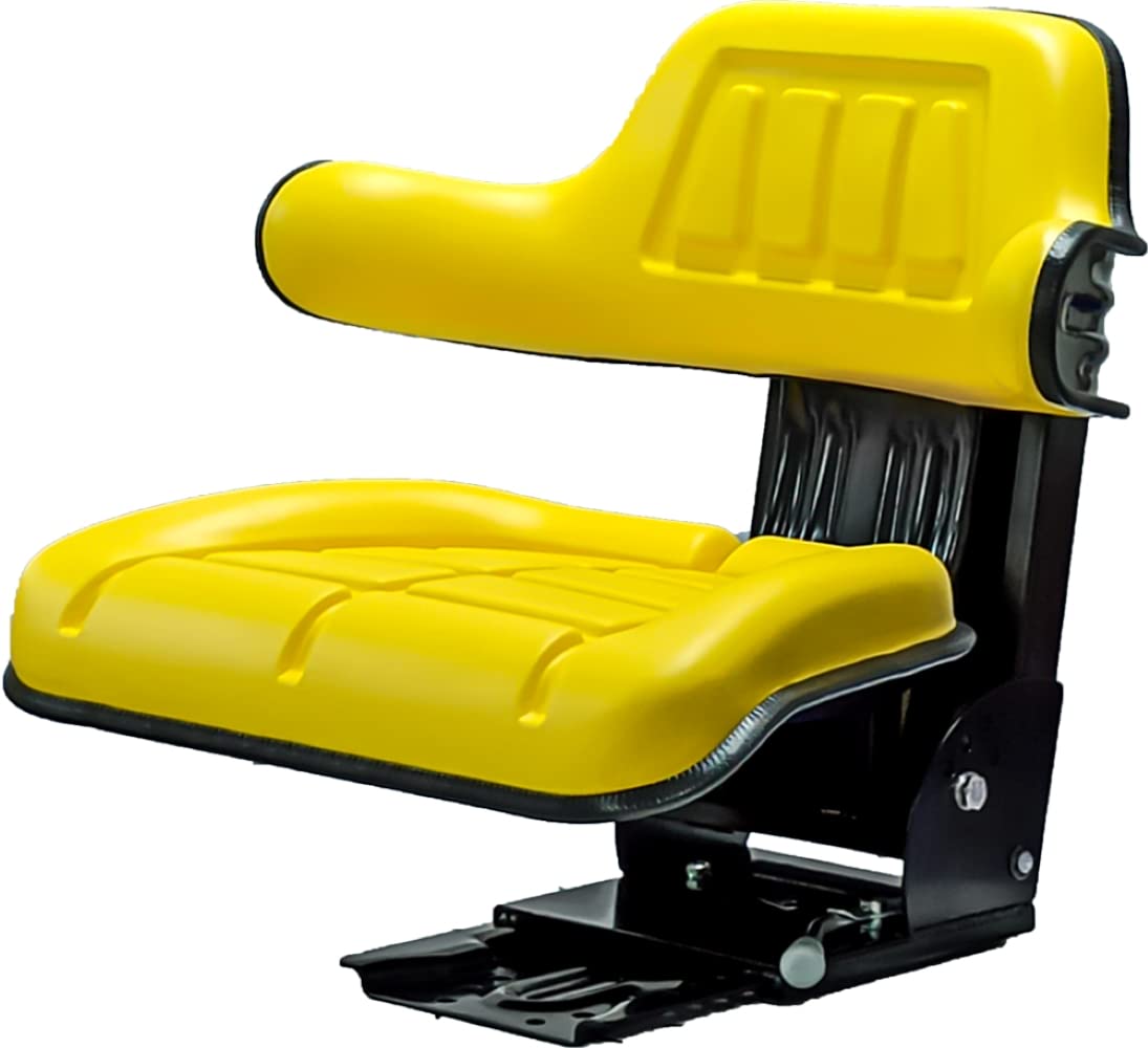 KLARA SEATS Schleppersitz Traktorsitz Universalsitz Trecker Sitz Oldtimer gefedert KS 44/2V PVC Gelb kompatibel mit John Deere neigungsverstellbar mit Stossdämpfer und Zugfedern von KLARA SEATS