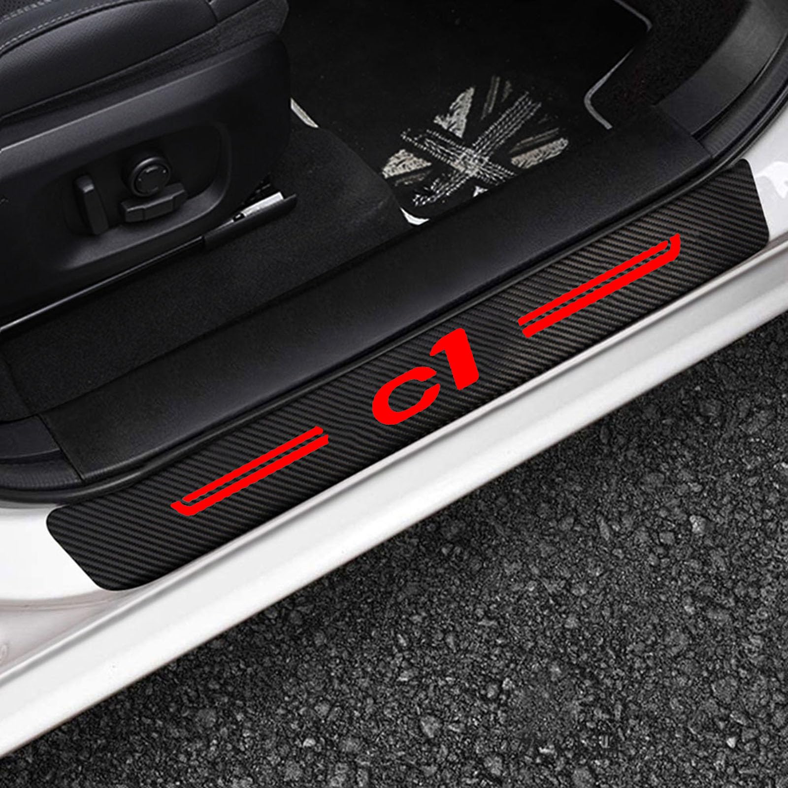 4 Stück Auto Einstiegsleisten Schutz, für Citr-oen C1 Auto Kohlefaser Türschweller Schutz mit Logo Aufkleber Kantenschutz,Red 4 Stück Auto Einstiegsleisten Schutz, für Citr-oen C1 Auto Kohlefaser Türschweller Schutz mit Logo Aufkleber Kantenschutz,Red von KLHYWEN