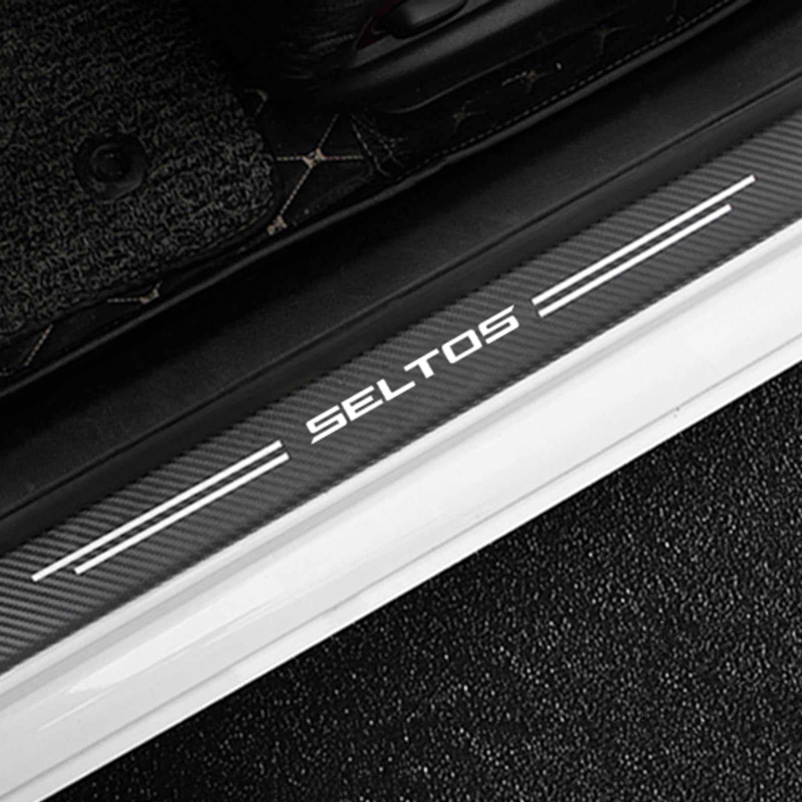 4 Stück Auto Einstiegsleisten Schutz, für KI-A SELTOS Auto Kohlefaser Türschweller Schutz mit Logo Aufkleber Kantenschutz,White 4 Stück Auto Einstiegsleisten Schutz, für KI-A SELTOS Auto Kohlefaser Türschweller Schutz mit Logo Aufkleber Kantenschutz,White von KLHYWEN