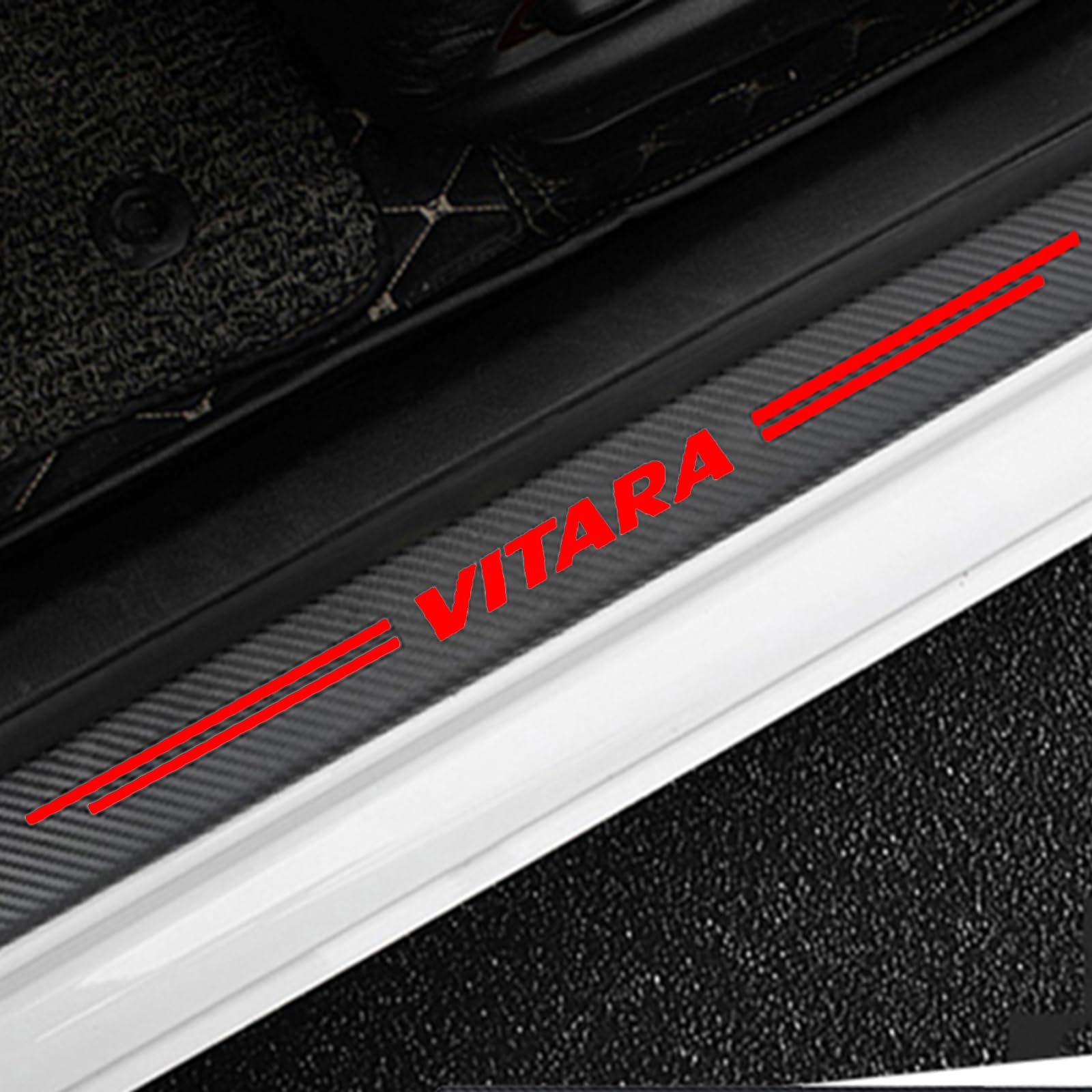 4 Stück Auto Einstiegsleisten Schutz, für Suz-uki Vitara Auto Kohlefaser Türschweller Schutz mit Logo Aufkleber Kantenschutz,Red 4 Stück Auto Einstiegsleisten Schutz, für Suz-uki Vitara Auto Kohlefaser Türschweller Schutz mit Logo Aufkleber Kantenschutz,Red von KLHYWEN