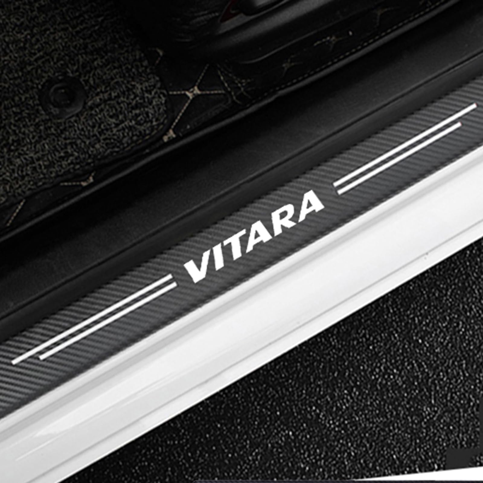 4 Stück Auto Einstiegsleisten Schutz, für Suz-uki Vitara Auto Kohlefaser Türschweller Schutz mit Logo Aufkleber Kantenschutz,White 4 Stück Auto Einstiegsleisten Schutz, für Suz-uki Vitara Auto Kohlefaser Türschweller Schutz mit Logo Aufkleber Kantenschutz,White von KLHYWEN
