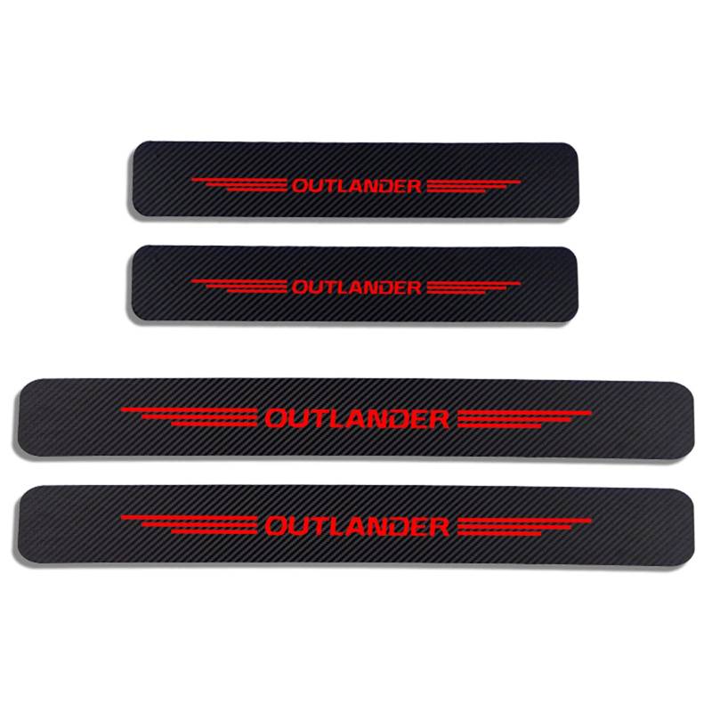 4 Stück Auto Einstiegsleisten Schutz Aufkleber für Mitsu-bishi Outlander, Kohlefaser Türschweller Lackschutzfolie Schritt Platte Abdeckung Dekorative Zubehör,Red von KLHYWEN