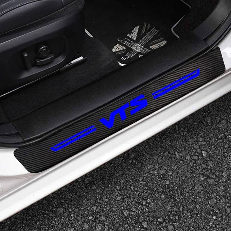 4 Stück Auto Einstiegsleisten Schutz für Citr-oen VTS, Kohlefaser Türschweller Lackschutzfolie Car Schritt Kanten Starke Klebrigkeit Schutzaufkleber Zierleisten,Blue von KLHYWEN