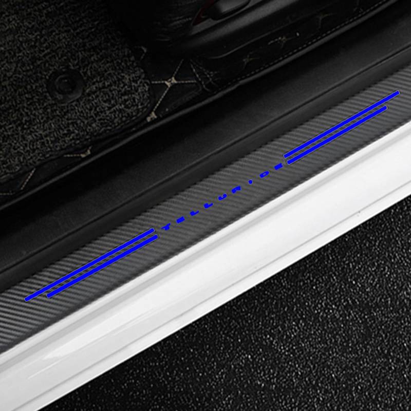 4 Stück Auto Einstiegsleisten Schutz für KI-A Telluride, Kohlefaser Türschweller Lackschutzfolie Car Schritt Kanten Starke Klebrigkeit Schutzaufkleber Zierleisten,Blue von KLHYWEN