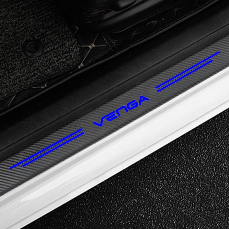 4 Stück Auto Einstiegsleisten Schutz für KI-A Venga, Kohlefaser Türschweller Lackschutzfolie Car Schritt Kanten Starke Klebrigkeit Schutzaufkleber Zierleisten,Blue von KLHYWEN