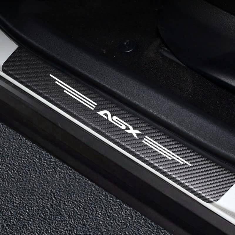 4 Stück Auto Einstiegsleisten Schutz für Mitsu-bishi ASX, Kohlefaser Türschweller Lackschutzfolie Car Schritt Kanten Starke Klebrigkeit Schutzaufkleber Zierleisten,White von KLHYWEN