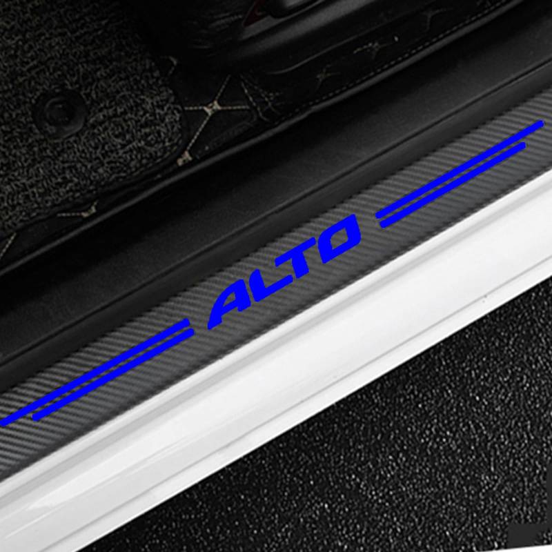 4 Stück Auto Einstiegsleisten Schutz für Suz-uki Alto, Kohlefaser Türschweller Lackschutzfolie Car Schritt Kanten Starke Klebrigkeit Schutzaufkleber Zierleisten,Blue von KLHYWEN