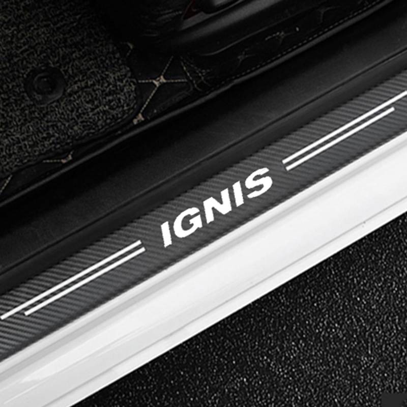 4 Stück Auto Einstiegsleisten Schutz für Suz-uki IGNIS, Kohlefaser Türschweller Lackschutzfolie Car Schritt Kanten Starke Klebrigkeit Schutzaufkleber Zierleisten,White von KLHYWEN