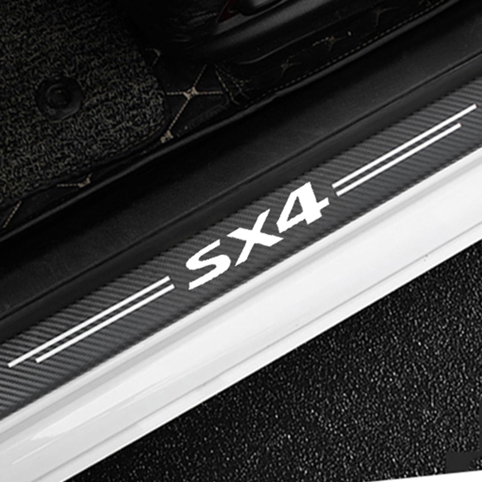 4 Stück Auto Einstiegsleisten Schutz für Suz-uki SX4, Kohlefaser Türschweller Lackschutzfolie Car Schritt Kanten Starke Klebrigkeit Schutzaufkleber Zierleisten,White 4 Stück Auto Einstiegsleisten Schutz für Suz-uki SX4, Kohlefaser Türschweller Lackschutzfolie Car Schritt Kanten Starke Klebrigkeit Schutzaufkleber Zierleisten,White von KLHYWEN