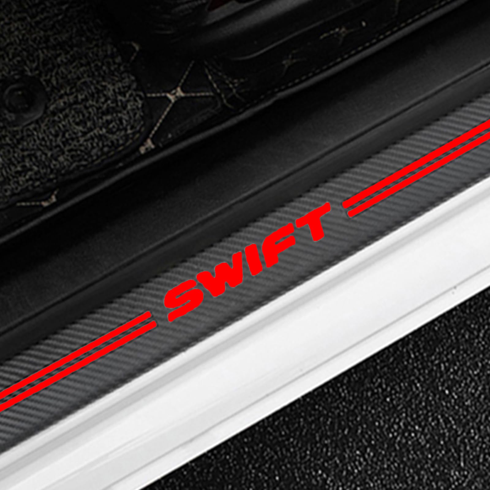 4 Stück Auto Einstiegsleisten Schutz für Suz-uki Swift, Kohlefaser Türschweller Lackschutzfolie Car Schritt Kanten Starke Klebrigkeit Schutzaufkleber Zierleisten,Red 4 Stück Auto Einstiegsleisten Schutz für Suz-uki Swift, Kohlefaser Türschweller Lackschutzfolie Car Schritt Kanten Starke Klebrigkeit Schutzaufkleber Zierleisten,Red von KLHYWEN