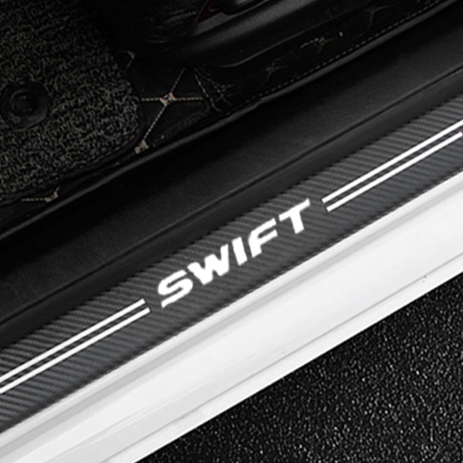 4 Stück Auto Einstiegsleisten Schutz für Suz-uki Swift, Kohlefaser Türschweller Lackschutzfolie Car Schritt Kanten Starke Klebrigkeit Schutzaufkleber Zierleisten,White 4 Stück Auto Einstiegsleisten Schutz für Suz-uki Swift, Kohlefaser Türschweller Lackschutzfolie Car Schritt Kanten Starke Klebrigkeit Schutzaufkleber Zierleisten,White von KLHYWEN