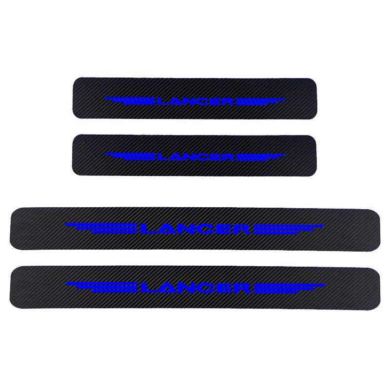 4 Stück Auto Einstiegsleisten Schutzfolie für Mitsu-bishi Lancer Türschwelle Lackschutz, Kohlefaser Aufkleber Kantenschutz Styling Tuning Zubehör,Blue von KLHYWEN