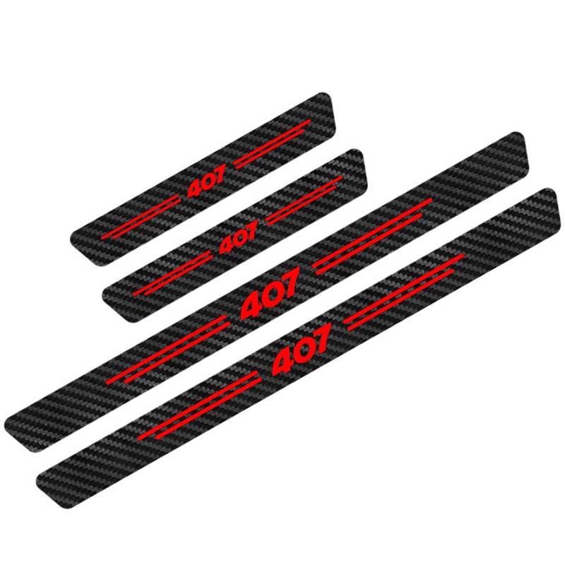 KLHYWEN 4 Stück Auto Einstiegsleisten Schutzfolie für Peu-geot Türschwelle Lackschutz, Kohlefaser Aufkleber Kantenschutz Styling Tuning Zubehör,407 Red von KLHYWEN