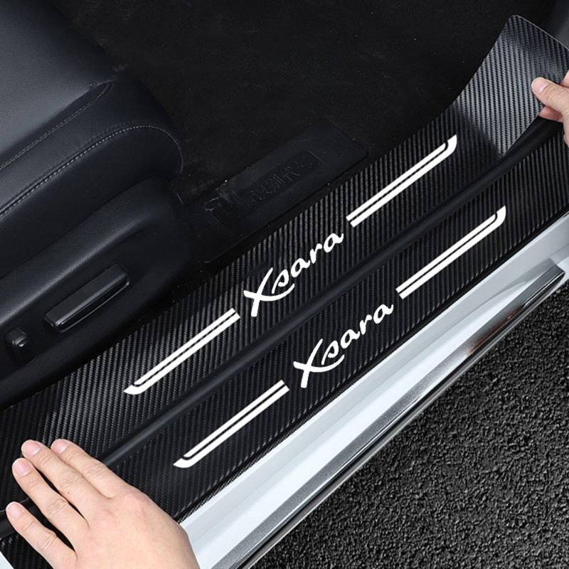 4 Stück Auto Kohlefaser Einstiegsleisten Kick Plates Aufkleber für Citr-oen Xsara, Car Türschwelle Scuff Pedal Anti Scratch Schwellenabdeckung Schutz Trim Sticker Zubehör,White von KLHYWEN