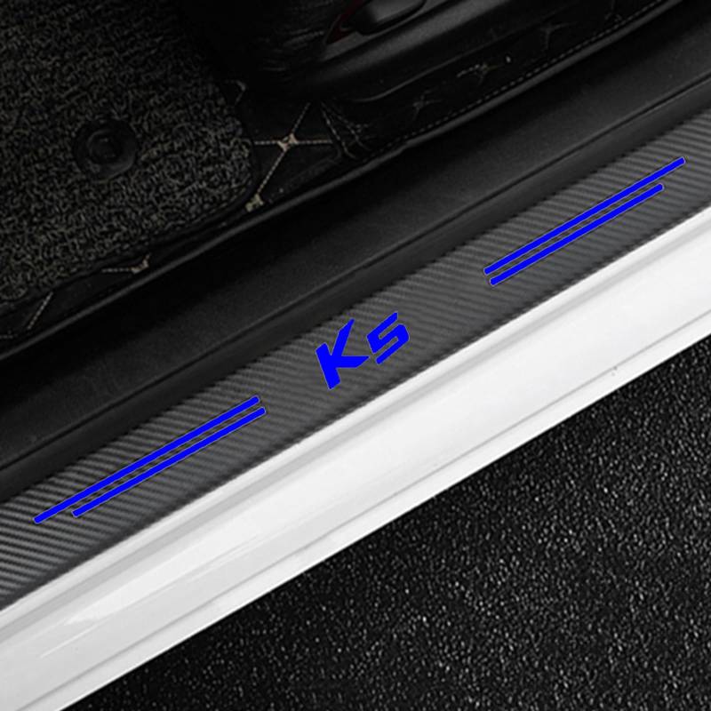 4 Stück Auto Kohlefaser Einstiegsleisten Kick Plates Aufkleber für KI-A K5, Car Türschwelle Scuff Pedal Anti Scratch Schwellenabdeckung Schutz Trim Sticker Zubehör,Blue von KLHYWEN