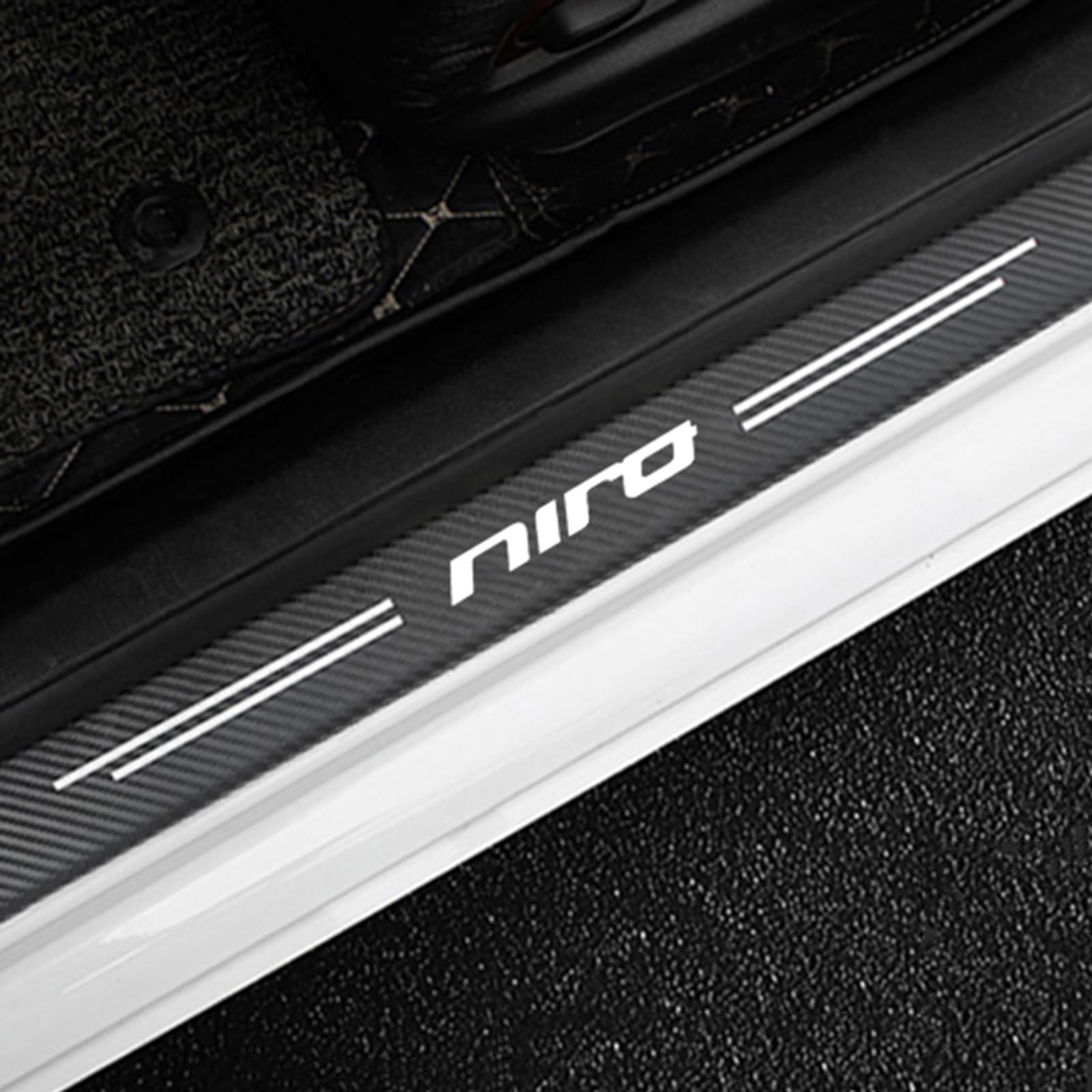 4 Stück Auto Kohlefaser Einstiegsleisten Schutz Für KI-A NIRO Tuning Zubehör mit Logo Türschwelle Anti Kratz Aufkleber Schutzstreifen,White 4 Stück Auto Kohlefaser Einstiegsleisten Schutz Für KI-A NIRO Tuning Zubehör mit Logo Türschwelle Anti Kratz Aufkleber Schutzstreifen,White von KLHYWEN