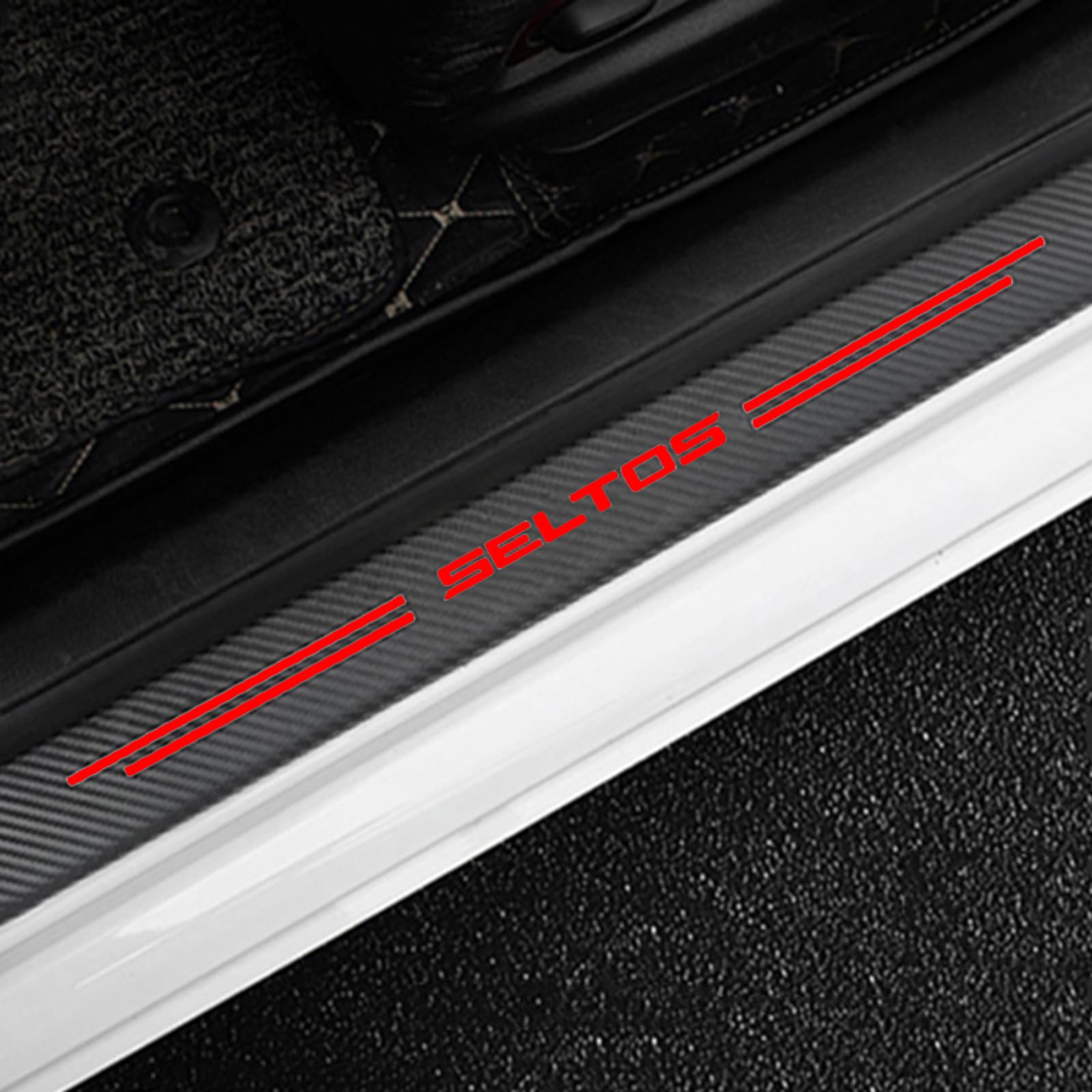 4 Stück Auto Kohlefaser Einstiegsleisten Schutz Für KI-A SELTOS Tuning Zubehör mit Logo Türschwelle Anti Kratz Aufkleber Schutzstreifen,Red 4 Stück Auto Kohlefaser Einstiegsleisten Schutz Für KI-A SELTOS Tuning Zubehör mit Logo Türschwelle Anti Kratz Aufkleber Schutzstreifen,Red von KLHYWEN