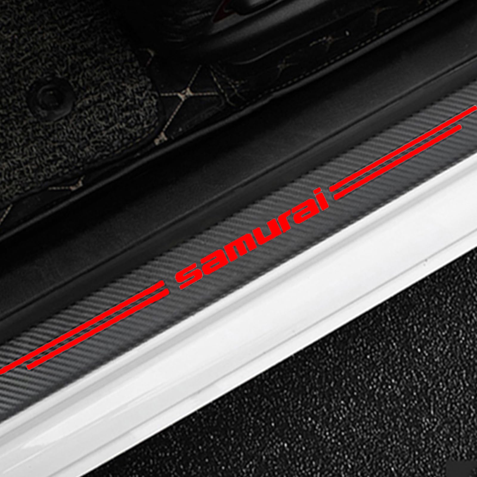 4 Stück Kohlefaser Auto Einstiegsleisten für Suz-uki Samurai Einstiegsleisten Anti-Rutsch Verschleißplatte Styling Dekoration Zubehör,Red von KLHYWEN