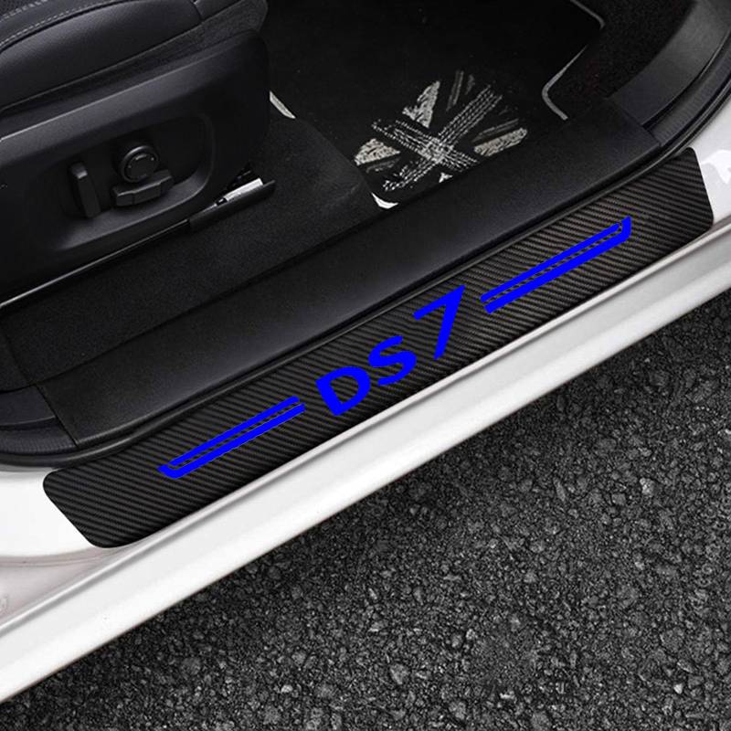 4 Stück Kohlefaser Einstiegsleisten Schutz für Citr-oen DS7, Auto Willkommens Pedal Türschweller Kratzschutz Abdeckung Car Innen-Styling-Zubehör,Blue von KLHYWEN