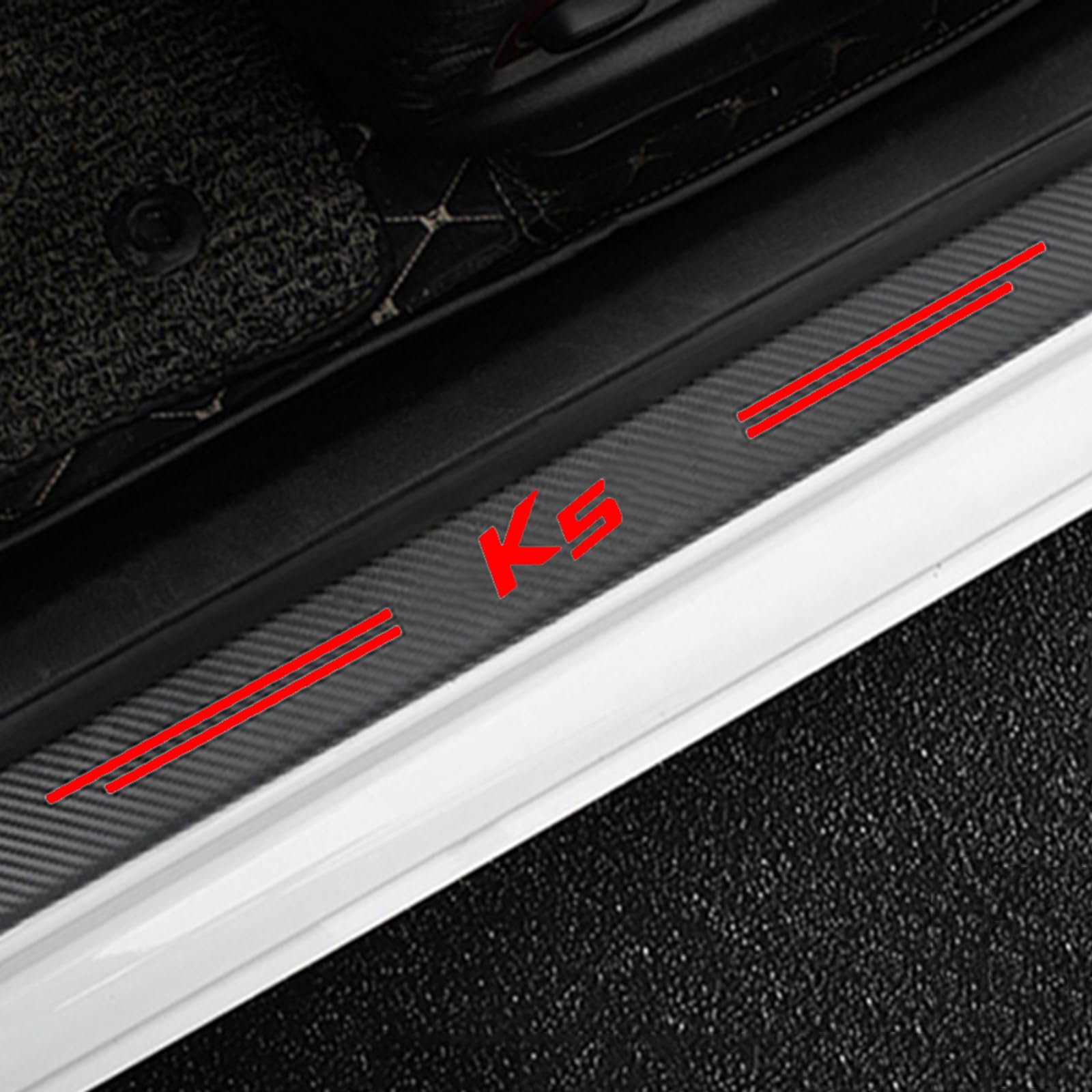 4 Stück Kohlefaser Einstiegsleisten Schutz für KI-A K5, Auto Willkommens Pedal Türschweller Kratzschutz Abdeckung Car Innen-Styling-Zubehör,Red 4 Stück Kohlefaser Einstiegsleisten Schutz für KI-A K5, Auto Willkommens Pedal Türschweller Kratzschutz Abdeckung Car Innen-Styling-Zubehör,Red von KLHYWEN