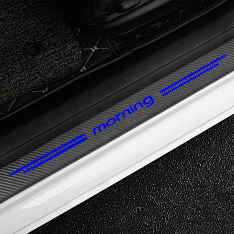 4 Stück Kohlefaser Einstiegsleisten Schutz für KI-A Morning, Auto Türschweller Kratzschutz Abdeckung Protector Pedal Aufkleber,Blue von KLHYWEN