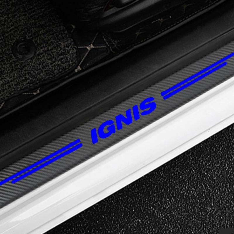 KLHYWEN 4 Stück Kohlefaser Einstiegsleisten Schutz für Suz-uki IGNIS, Auto Türschweller Kratzschutz Abdeckung Protector Pedal Aufkleber,Blue von KLHYWEN