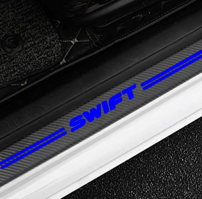 KLHYWEN 4 Stück Kohlefaser Einstiegsleisten Schutz für Suz-uki Swift, Auto Türschweller Kratzschutz Abdeckung Protector Pedal Aufkleber,Blue von KLHYWEN