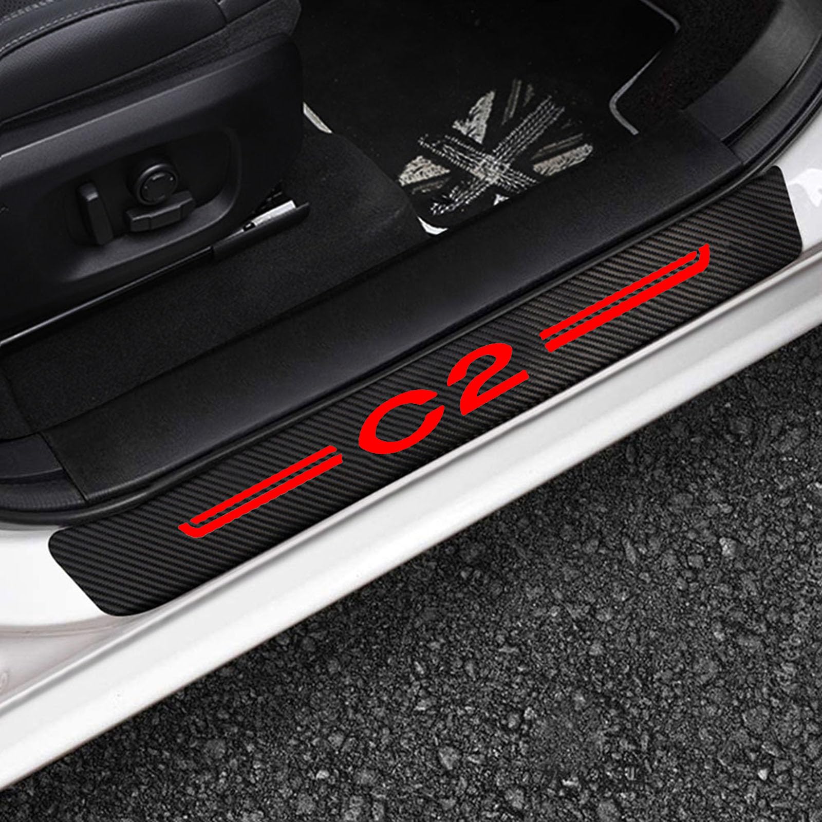 Auto Kohlefaser Einstiegsleisten TüRschweller Aufkleber für Citr-oen C2, 4 Stück Car Kick Plates Schutz AntiKratz Abnutzungs Türschweller Protector,Red Auto Kohlefaser Einstiegsleisten TüRschweller Aufkleber für Citr-oen C2, 4 Stück Car Kick Plates Schutz AntiKratz Abnutzungs Türschweller Protector,Red von KLHYWEN